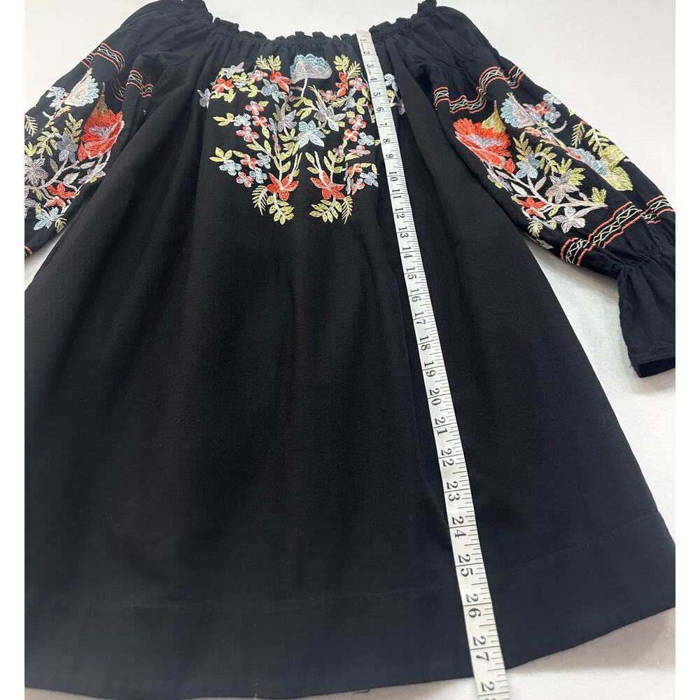Free People Fleur Du Jour Embroidered Off Shoulder Mini Dress Black Size S - Picture 7 of 10